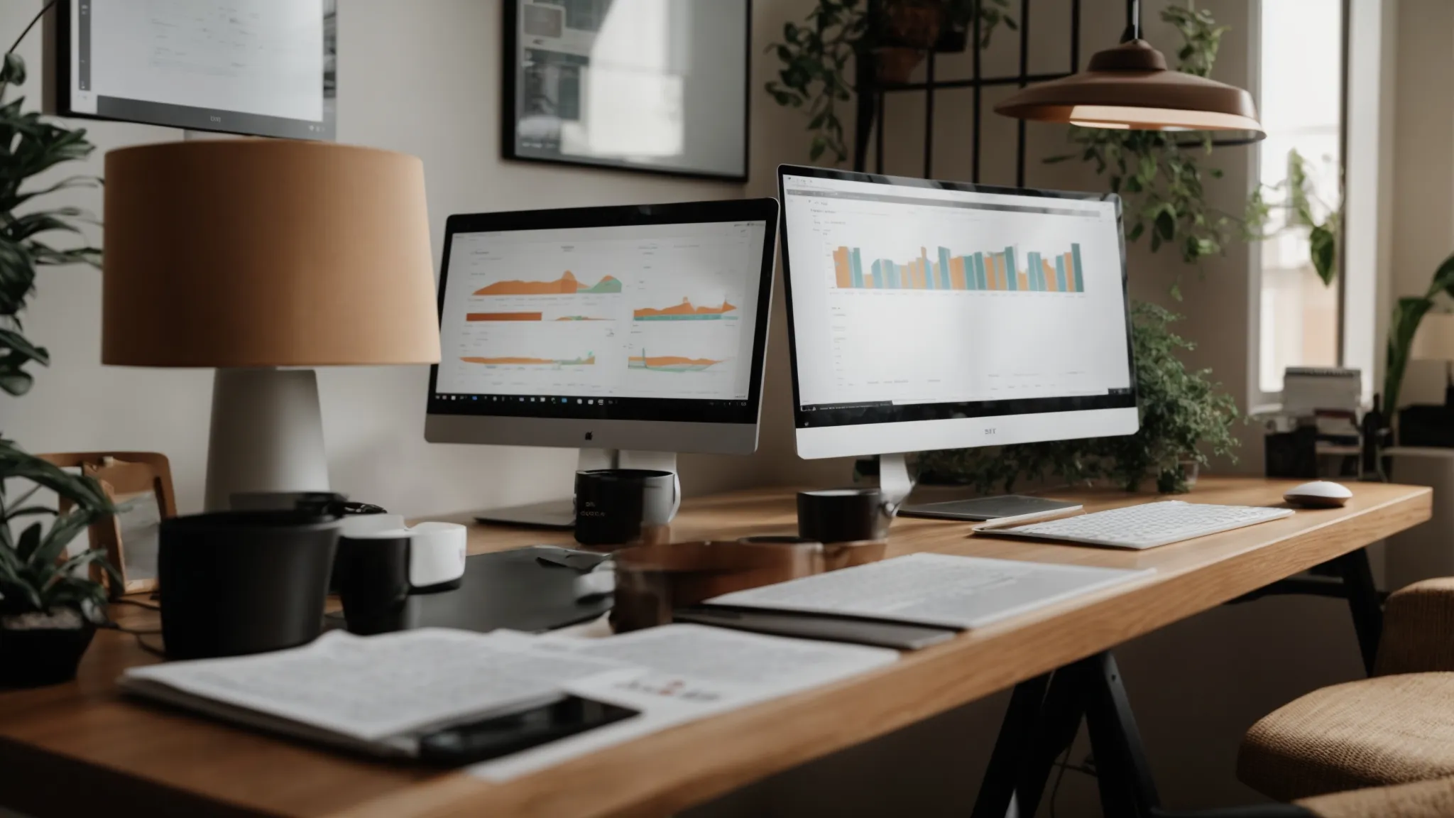 a beautifully organized home office workspace, illuminated by warm natural light, features neatly arranged budgeting tools and a laptop displaying charts, symbolizing the meticulous tracking of expenses during a home improvement journey. a beautifully organized home office workspace, illuminated by warm natural light, features neatly arranged budgeting tools and a laptop displaying charts, symbolizing the meticulous tracking of expenses during a home improvement journey.