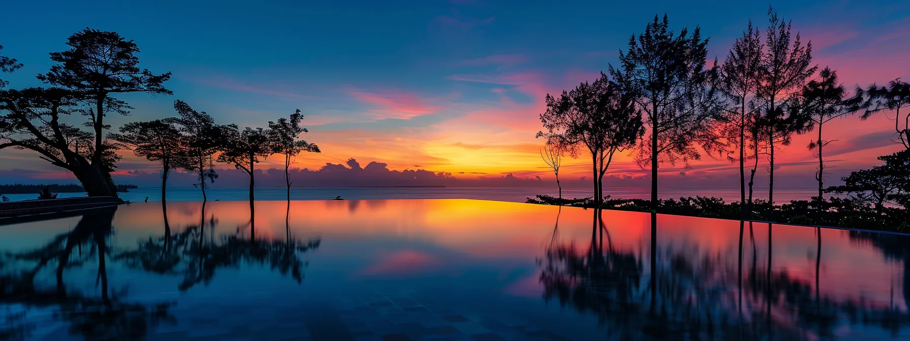 a breathtaking sunset over a tranquil lake, with vibrant orange and pink hues reflecting off the serene water surface, framed by silhouettes of tall pine trees against a fading blue sky. a breathtaking sunset over a tranquil lake, with vibrant orange and pink hues reflecting off the serene water surface, framed by silhouettes of tall pine trees against a fading blue sky.