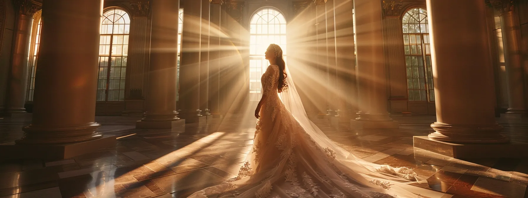 a bridal gown adorned with delicate lace and shimmering beads, featuring elegant sleeves and a graceful bustle for added charm and ease of movement. a bridal gown adorned with delicate lace and shimmering beads, featuring elegant sleeves and a graceful bustle for added charm and ease of movement.