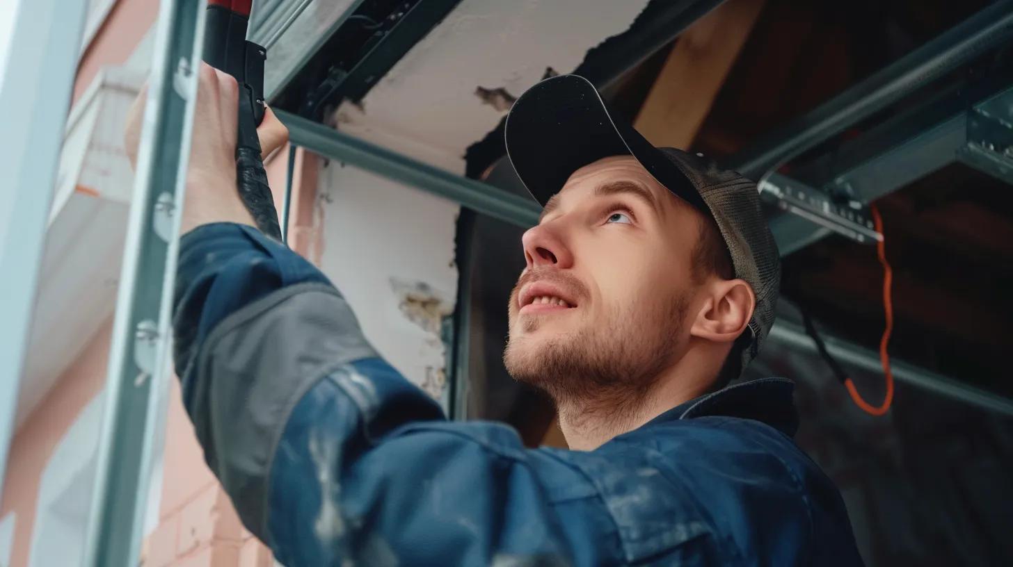 a professional repairing a clopay garage door