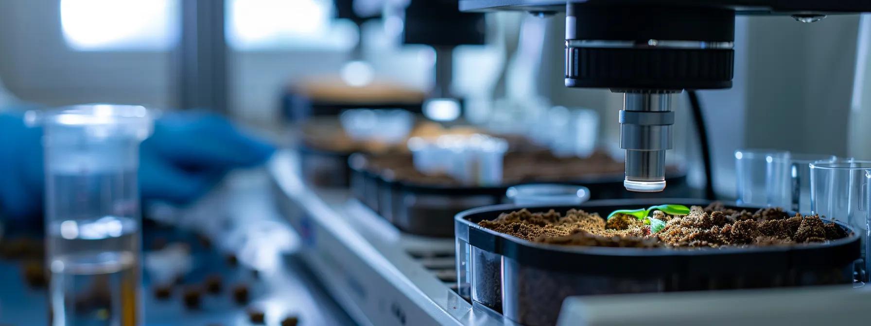 a close-up view of a laboratory workspace showcasing advanced soil testing equipment, with vibrant soil samples being analyzed under bright overhead lighting, emphasizing the scientific approach to optimizing soil conditions for robust prairie fire crabapple roots. a close-up view of a laboratory workspace showcasing advanced soil testing equipment, with vibrant soil samples being analyzed under bright overhead lighting, emphasizing the scientific approach to optimizing soil conditions for robust prairie fire crabapple roots.