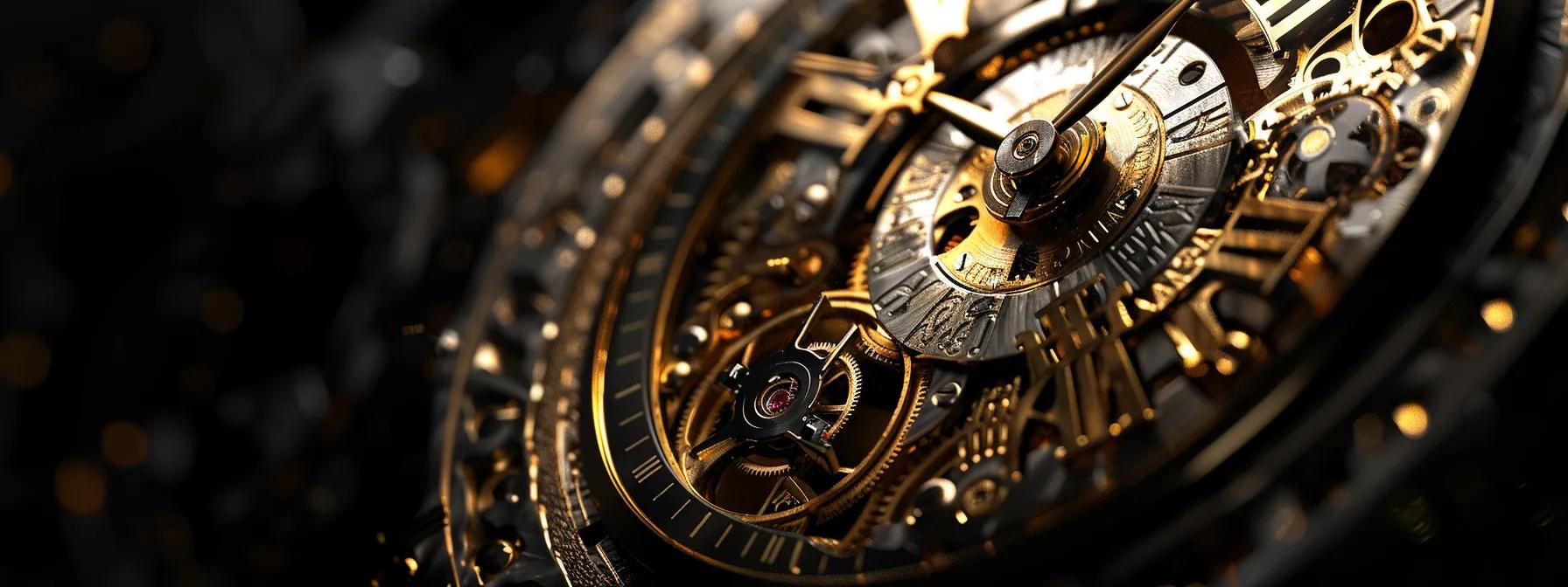 a close-up, high-contrast image of an intricately detailed blancpain watch movement, showcasing its polished steel components, titanium gear trains, and golden escapement against a sleek black backdrop, highlighting the precision engineering and aesthetic craftsmanship. a close-up, high-contrast image of an intricately detailed blancpain watch movement, showcasing its polished steel components, titanium gear trains, and golden escapement against a sleek black backdrop, highlighting the precision engineering and aesthetic craftsmanship.