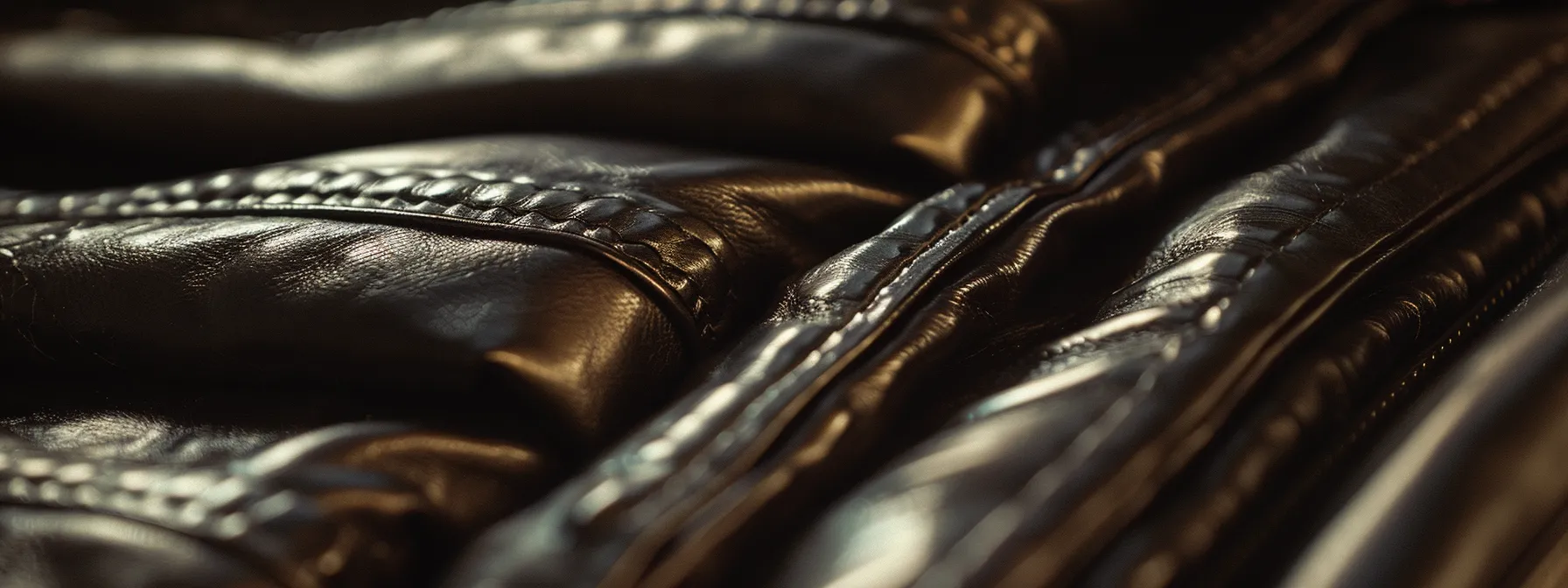 a close-up shot of a sleek pair of stacked leather pants being carefully polished and buffed to maintain their impeccable shine and quality. a close-up shot of a sleek pair of stacked leather pants being carefully polished and buffed to maintain their impeccable shine and quality.
