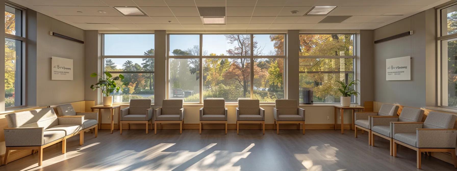 a compassionate group therapy session takes place in a modern massachusetts treatment center, featuring intimate seating arrangements and warm ambient lighting that fosters a supportive environment for individuals seeking recovery from addiction. a compassionate group therapy session takes place in a modern massachusetts treatment center, featuring intimate seating arrangements and warm ambient lighting that fosters a supportive environment for individuals seeking recovery from addiction.