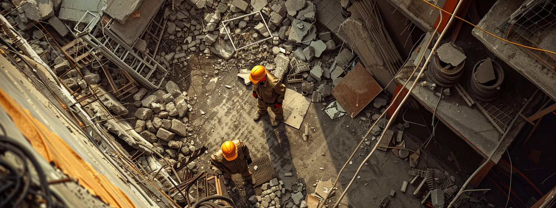 a construction crew in hard hats removing hazardous materials and disconnecting utilities from a building before demolition. a construction crew in hard hats removing hazardous materials and disconnecting utilities from a building before demolition.