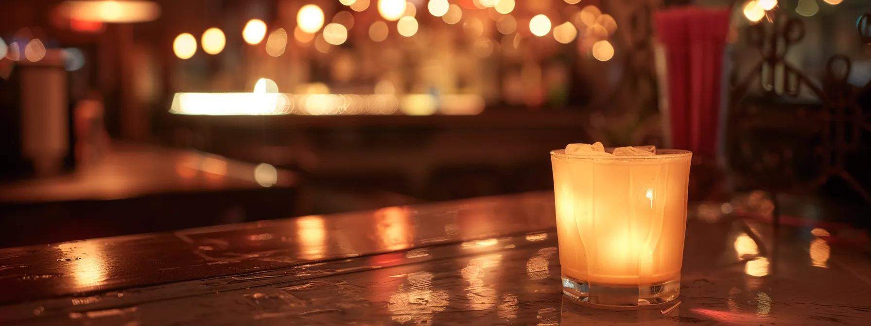 a cozy, dimly-lit urban lounge featuring a softly glowing drink on a sleek bar, evoking an atmosphere of relaxation and heightened sensory awareness with warm tones and inviting decor. a cozy, dimly-lit urban lounge featuring a softly glowing drink on a sleek bar, evoking an atmosphere of relaxation and heightened sensory awareness with warm tones and inviting decor.