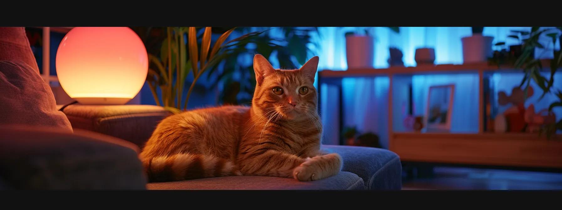 a cozy, modern living room setting features a relaxed cat surrounded by a balanced array of nutritious food, stimulating toys, and calming elements, symbolizing a holistic approach to reducing feline stress. a cozy, modern living room setting features a relaxed cat surrounded by a balanced array of nutritious food, stimulating toys, and calming elements, symbolizing a holistic approach to reducing feline stress.