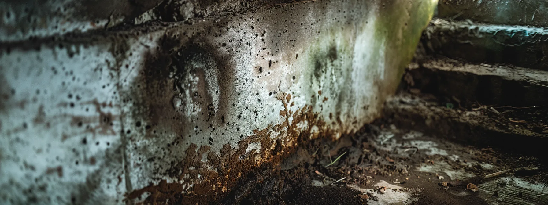 a dark, shadowy crawl space in a new jersey home with damp walls covered in mold, emphasizing the serious risks posed by mold infestation. a dark, shadowy crawl space in a new jersey home with damp walls covered in mold, emphasizing the serious risks posed by mold infestation.