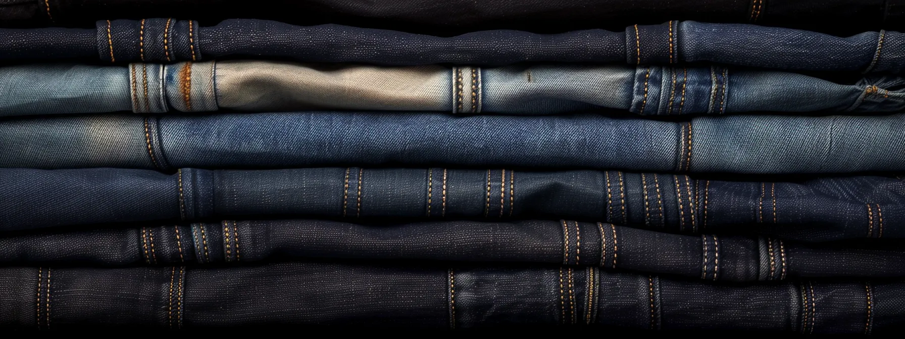 a display of top brand stacked jeans for men, showcasing a variety of high-quality denim in a stylish and stacked design. a display of top brand stacked jeans for men, showcasing a variety of high-quality denim in a stylish and stacked design.