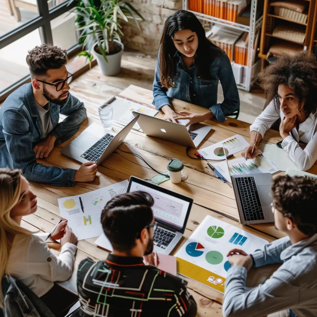 Team collaborating on Zoho CRM strategies for marketing and sales