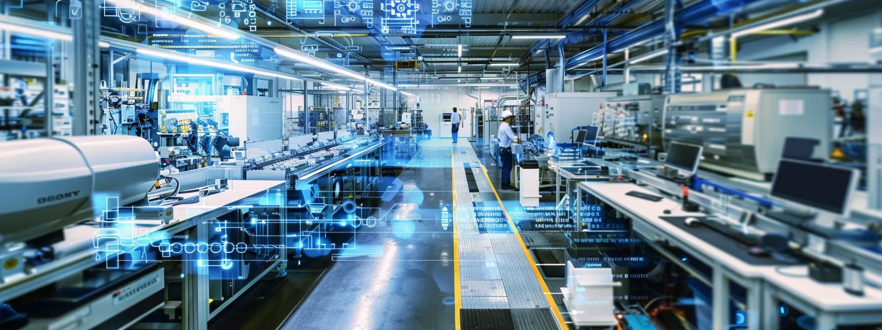 a dynamic, modern manufacturing facility showcases a team of professionals engaged in meticulous quality control checks at various stages of production, with advanced machinery and digital screens displaying real-time data in a bright, well-organized workspace.