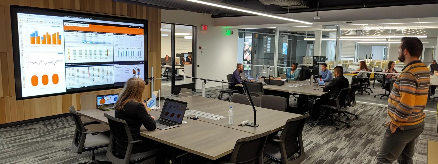 a dynamic office workspace features a digital marketing team collaborating over sleek laptops and vibrant charts, with a focus on optimizing local seo strategies for childcare centers in an urban setting. a dynamic office workspace features a digital marketing team collaborating over sleek laptops and vibrant charts, with a focus on optimizing local seo strategies for childcare centers in an urban setting.