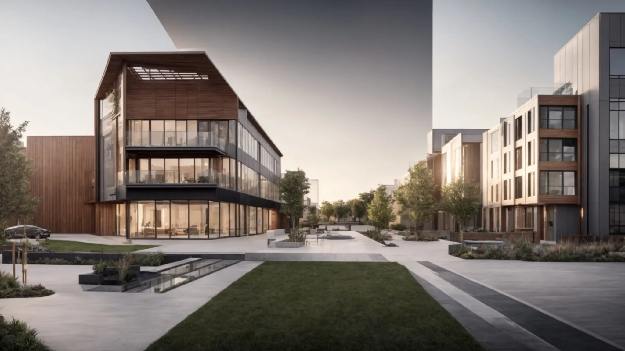 a dynamic split-screen image contrasting the bustling initiation phase of a commercial construction project with innovative planning techniques against the serene, thoughtful preparation of a residential development, both illuminated by natural light to highlight the stark differences in stakeholder engagement and project management styles. a dynamic split-screen image contrasting the bustling initiation phase of a commercial construction project with innovative planning techniques against the serene, thoughtful preparation of a residential development, both illuminated by natural light to highlight the stark differences in stakeholder engagement and project management styles.