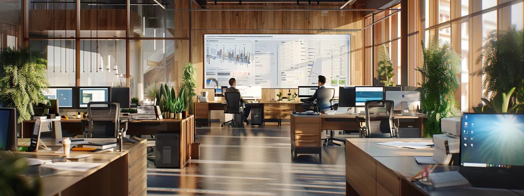 a focused architectural view of a busy office environment, featuring a professional reviewing detailed septic line permit documentation at a sleek desk, with blueprints and regulatory guidelines spread out alongside a computer screen displaying a digital permit tracking system. a focused architectural view of a busy office environment, featuring a professional reviewing detailed septic line permit documentation at a sleek desk, with blueprints and regulatory guidelines spread out alongside a computer screen displaying a digital permit tracking system.