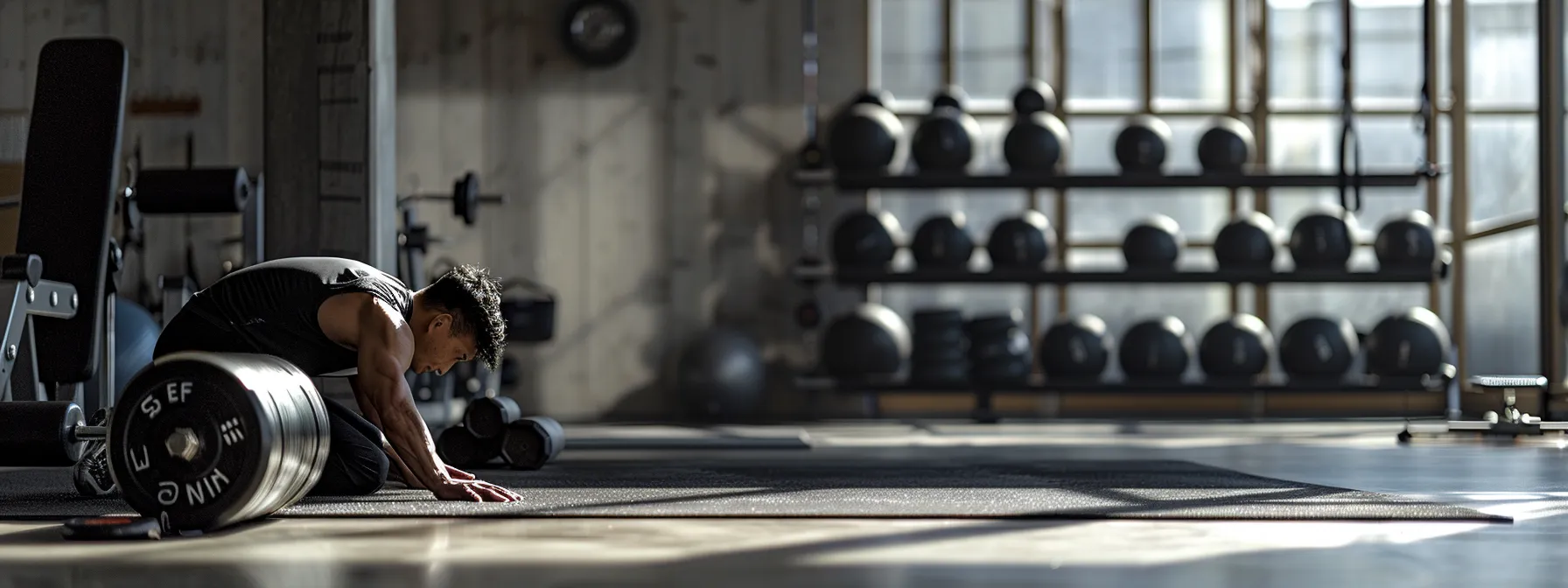 a focused fitness instructor demonstrates core stability techniques in a modern gym setting, surrounded by weights and exercise equipment, emphasizing dynamic anti-rotation movements to enhance posture and strength during workouts.