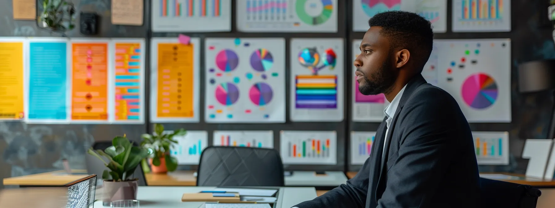 a focused professional engaged in a dynamic disc profiling workshop, surrounded by a modern office setting adorned with interactive charts and colorful personality frameworks, illustrating the journey of self-discovery and leadership enhancement. a focused professional engaged in a dynamic disc profiling workshop, surrounded by a modern office setting adorned with interactive charts and colorful personality frameworks, illustrating the journey of self-discovery and leadership enhancement.
