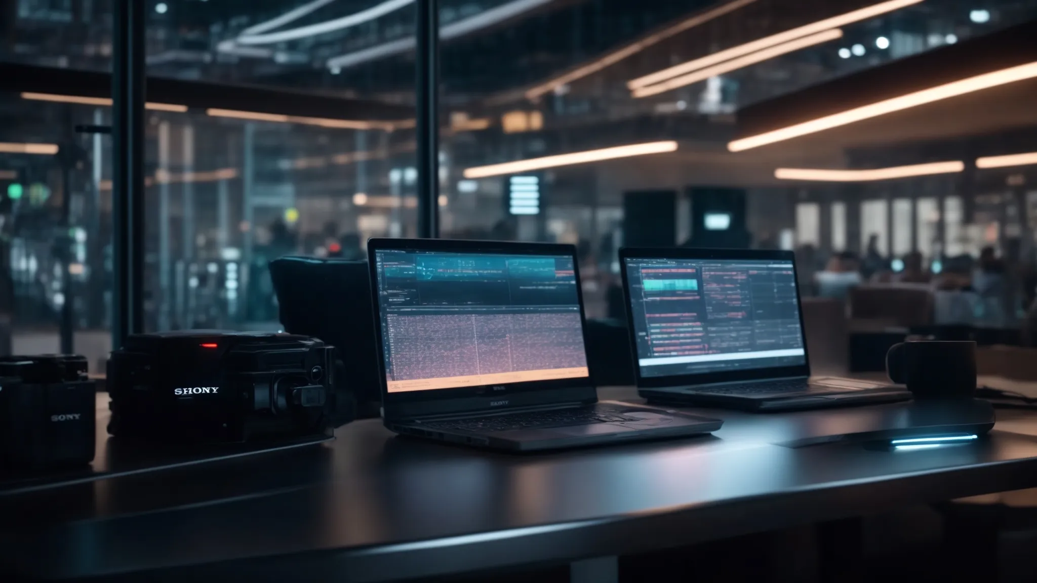 , a futuristic ai system analyzing data t