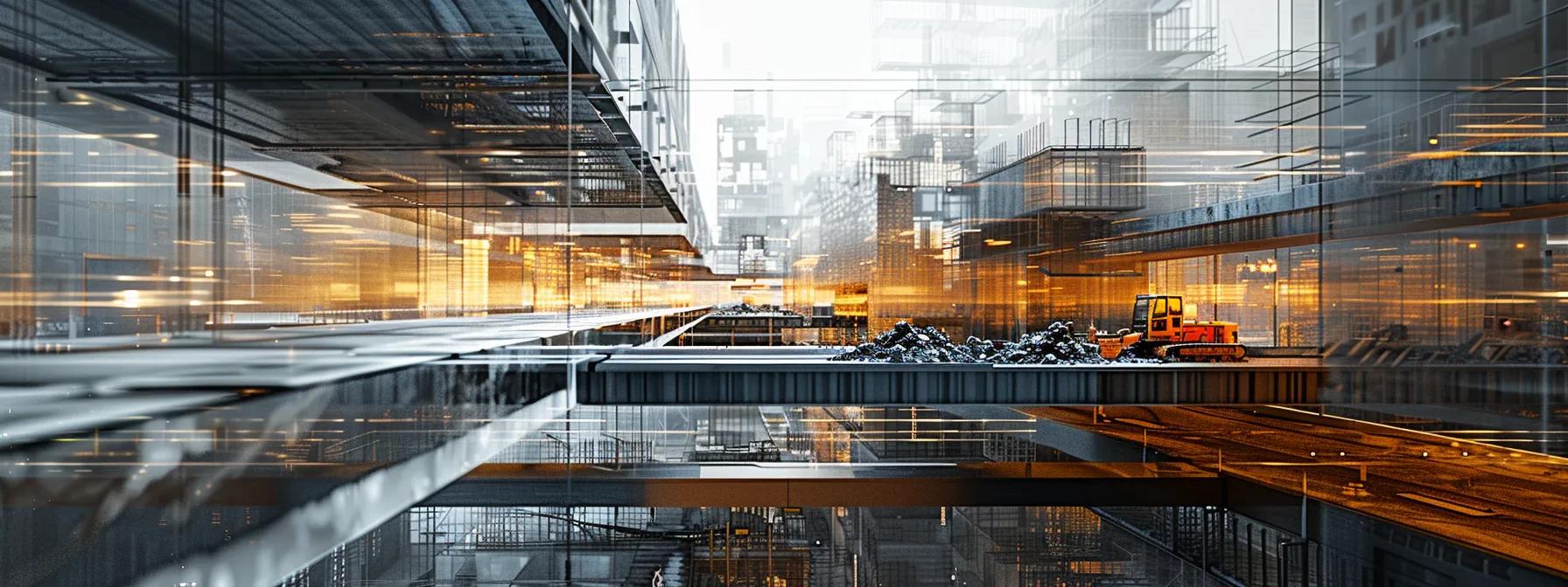 a futuristic demolition site with high-tech equipment being used for sustainable practices, showcasing the urban redevelopment projects and advanced technology shaping the industry. a futuristic demolition site with high-tech equipment being used for sustainable practices, showcasing the urban redevelopment projects and advanced technology shaping the industry.