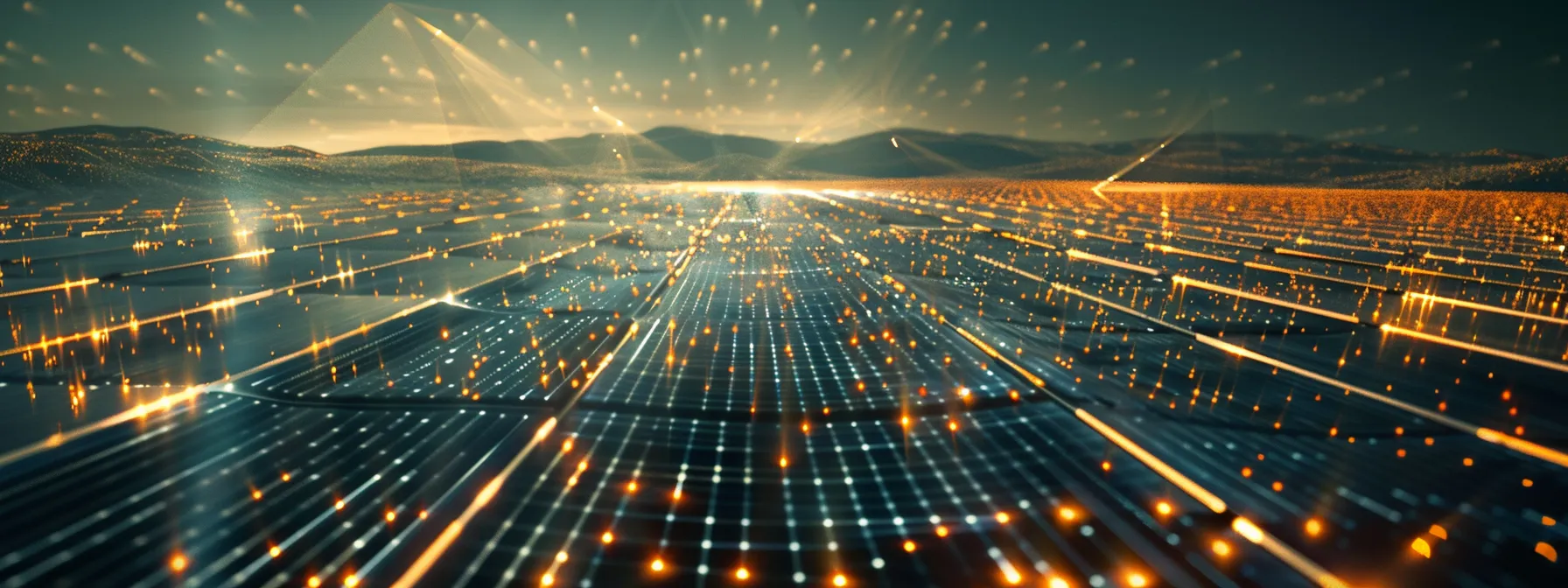a futuristic solar farm with advanced ai technology seamlessly integrated into the landscape, symbolizing the intersection of renewable energy and cutting-edge innovation. a futuristic solar farm with advanced ai technology seamlessly integrated into the landscape, symbolizing the intersection of renewable energy and cutting-edge innovation.