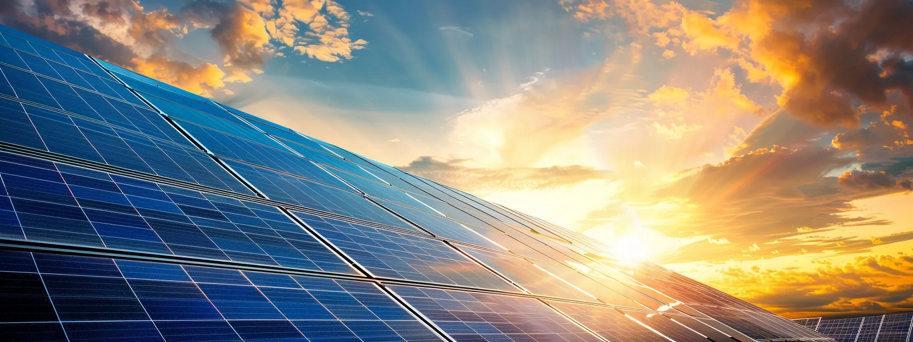 a futuristic solar panel field bathed in sunlight, with advanced technology integrated seamlessly into the landscape for optimal energy production. a futuristic solar panel field bathed in sunlight, with advanced technology integrated seamlessly into the landscape for optimal energy production.
