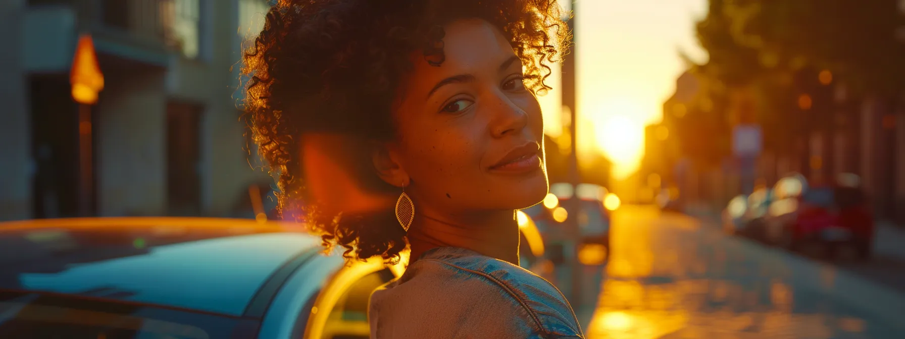 cinematic image of a healthy woman at sunset, teal color grade