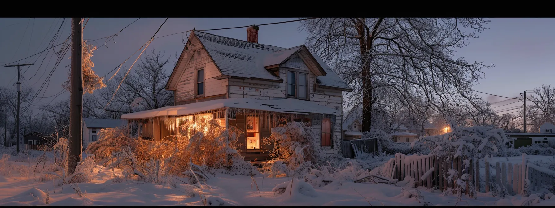 a house covered in a layer of dirty snow and ice, showcasing the effects of cleveland's harsh winter weather on home exteriors. a house covered in a layer of dirty snow and ice, showcasing the effects of cleveland's harsh winter weather on home exteriors.