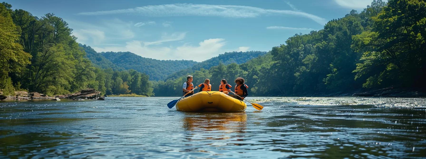 Family rafting in Tennessee rivers, showcasing both exciting and gentle sections.