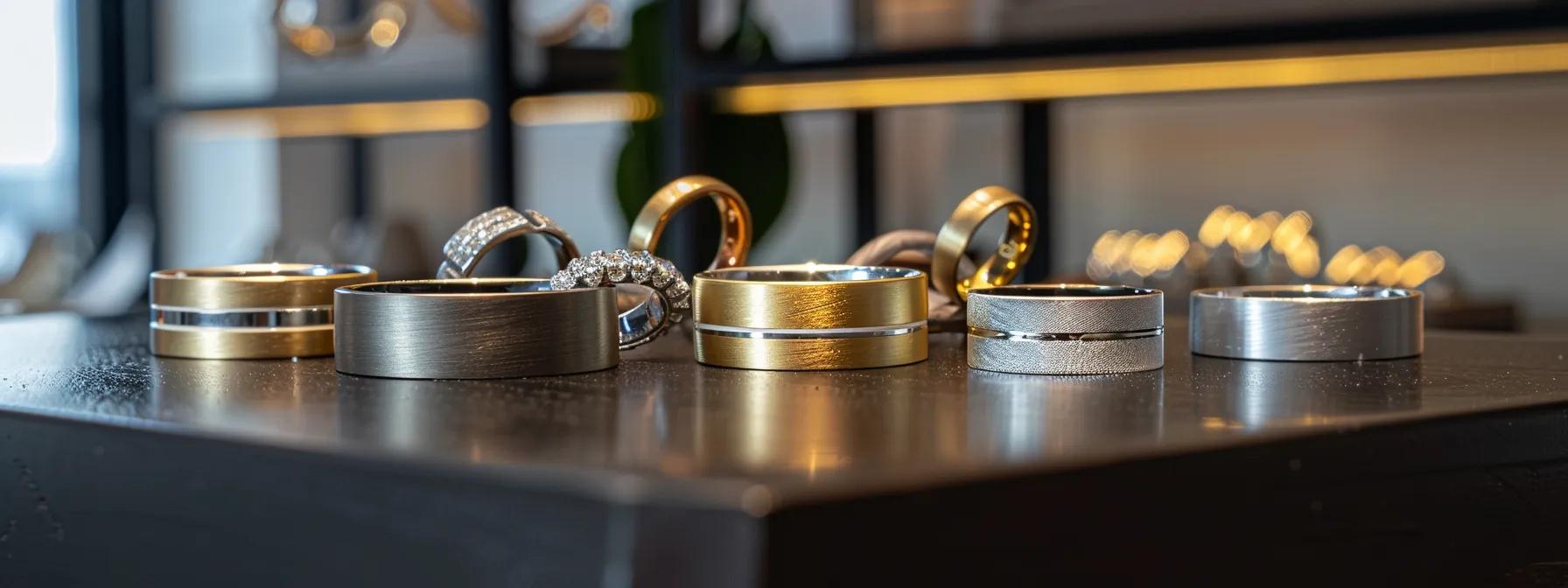 Wide band wedding rings for men showcasing various design features and styles. Wide band wedding rings for men showcasing various design features and styles.