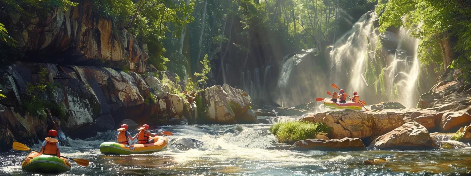 Family rafting in Smoky Mountains, offering age-specific adventures for all skill levels.