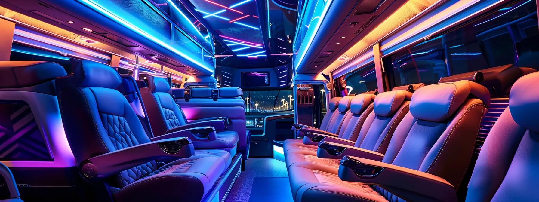 a luxurious bus interior showcases plush, ergonomically designed captain chairs with modern features like reclining and massage functions, illuminated by soft, ambient lighting that emphasizes the spacious and comfortable atmosphere for travelers. a luxurious bus interior showcases plush, ergonomically designed captain chairs with modern features like reclining and massage functions, illuminated by soft, ambient lighting that emphasizes the spacious and comfortable atmosphere for travelers.
