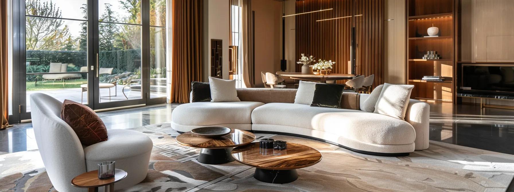 a luxurious interior showcasing a bespoke furniture design in a stylish home setting, highlighting the unique craftsmanship and tailored elegance of custom-made pieces.