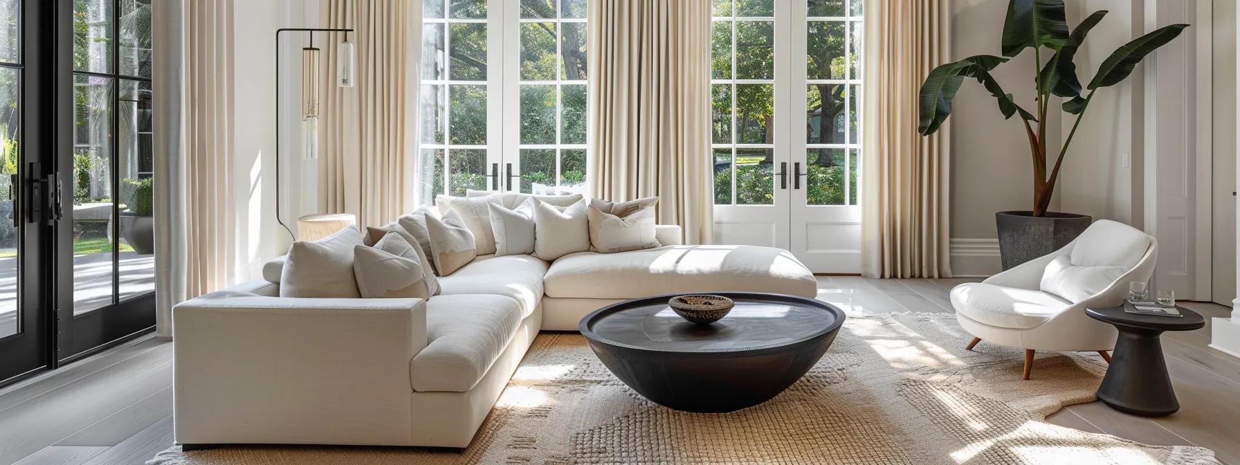 a luxurious sandy springs living room showcases bespoke handcrafted furniture in a sophisticated neutral palette, featuring a personalized sofa as a striking visual centerpiece complemented by warm natural lighting that enhances the modern southern elegance. a luxurious sandy springs living room showcases bespoke handcrafted furniture in a sophisticated neutral palette, featuring a personalized sofa as a striking visual centerpiece complemented by warm natural lighting that enhances the modern southern elegance.