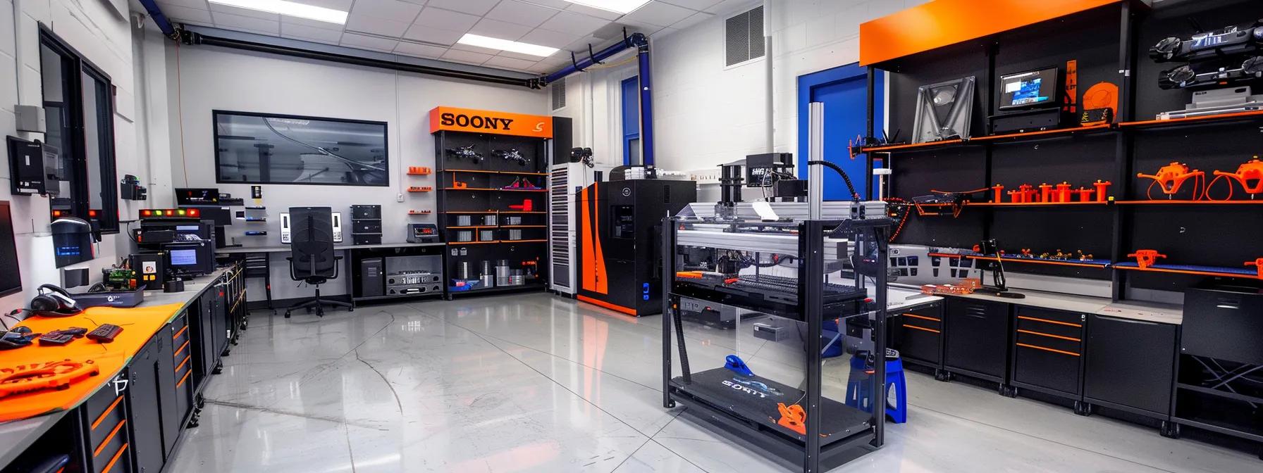 a meticulously organized aerospace manufacturing office showcases a sleek 3d printer at work, surrounded by vibrant, intricate 3d-printed uav components and rocket sections, highlighting the innovative potential of additive manufacturing in the aerospace industry.