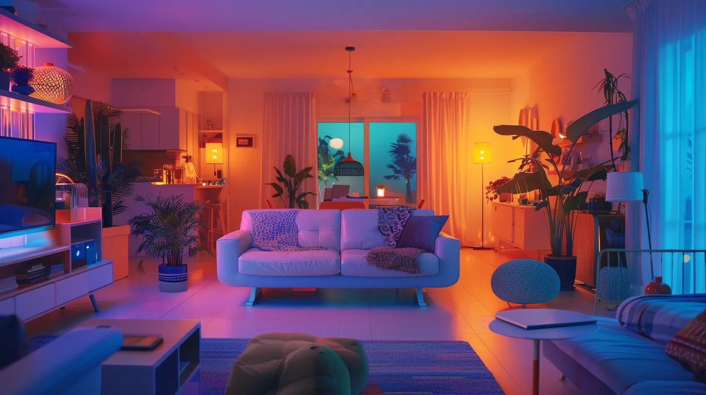a meticulously organized and modern living room, bathed in soft, ambient lighting, showcases pristine furniture and colorful decor, emphasizing the long-term benefits of a clean home.