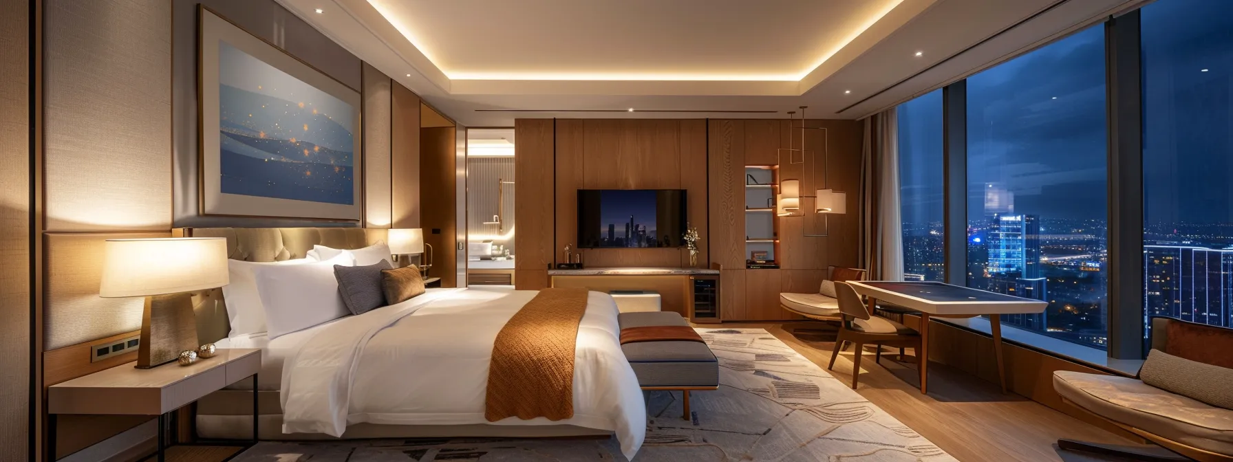 a meticulously organized luxury airbnb room showcases bright, modern interiors with pristine hotel-quality linens and an inviting atmosphere, highlighting essential cleaning details like polished surfaces and immaculate high-touch areas for an upscale marketing appeal.