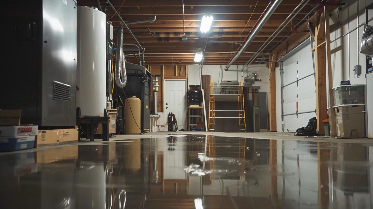 a modern basement filled with advanced waterproofing tools and equipment, showcasing an expertly applied waterproof sealant on the walls in a well-lit, organized setting, conveying the theme of home protection. a modern basement filled with advanced waterproofing tools and equipment, showcasing an expertly applied waterproof sealant on the walls in a well-lit, organized setting, conveying the theme of home protection.