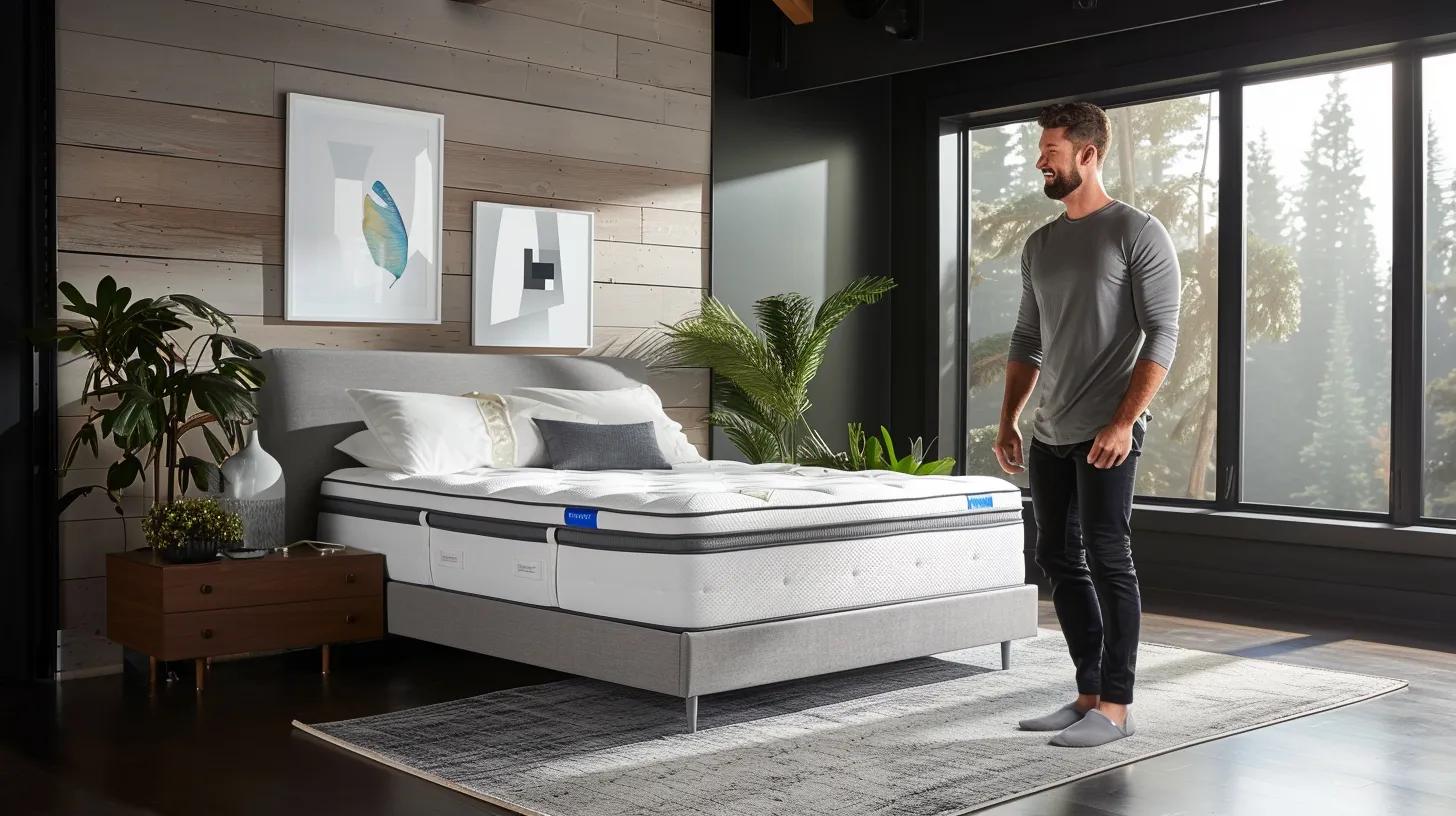 a modern bedroom setting features a sleek, adaptive mattress prominently displayed with adjustable firmness settings, showcasing a tranquil atmosphere designed for personalized comfort and enhanced sleep quality. a modern bedroom setting features a sleek, adaptive mattress prominently displayed with adjustable firmness settings, showcasing a tranquil atmosphere designed for personalized comfort and enhanced sleep quality.