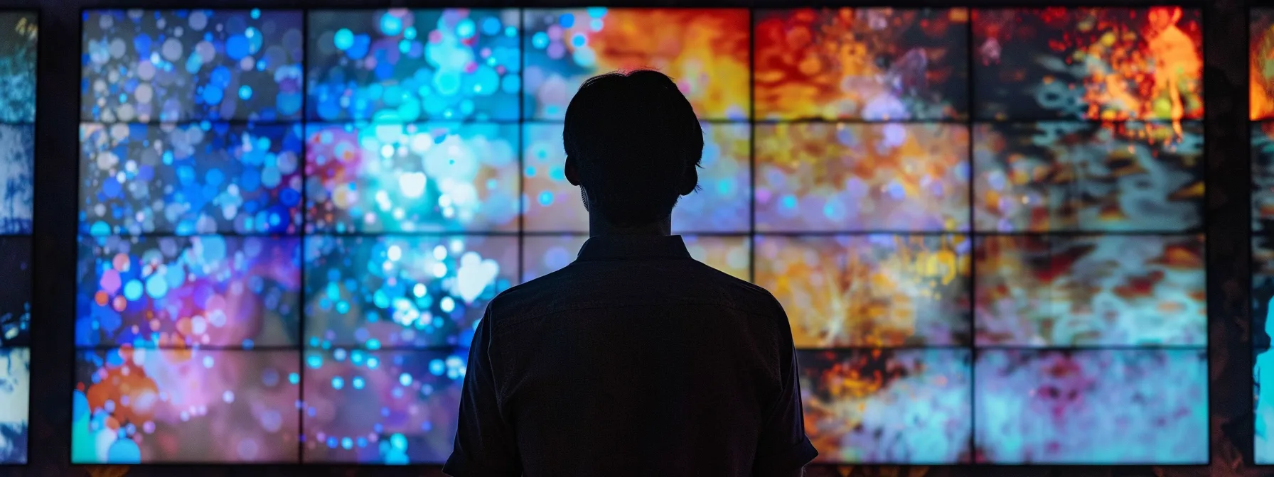 a modern brand strategist analyzing diverse market trends on a vibrant digital dashboard. a modern brand strategist analyzing diverse market trends on a vibrant digital dashboard.