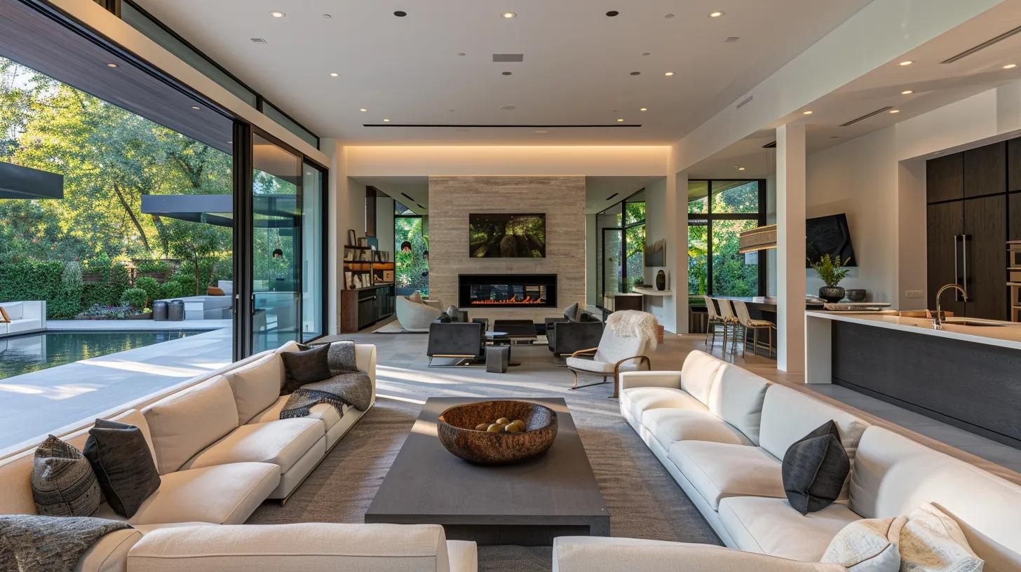 a modern, elegantly designed living room showcases sleek automation control panels and stylish outdoor integration, emphasizing the blend of functionality and contemporary aesthetics in custom home features. a modern, elegantly designed living room showcases sleek automation control panels and stylish outdoor integration, emphasizing the blend of functionality and contemporary aesthetics in custom home features.