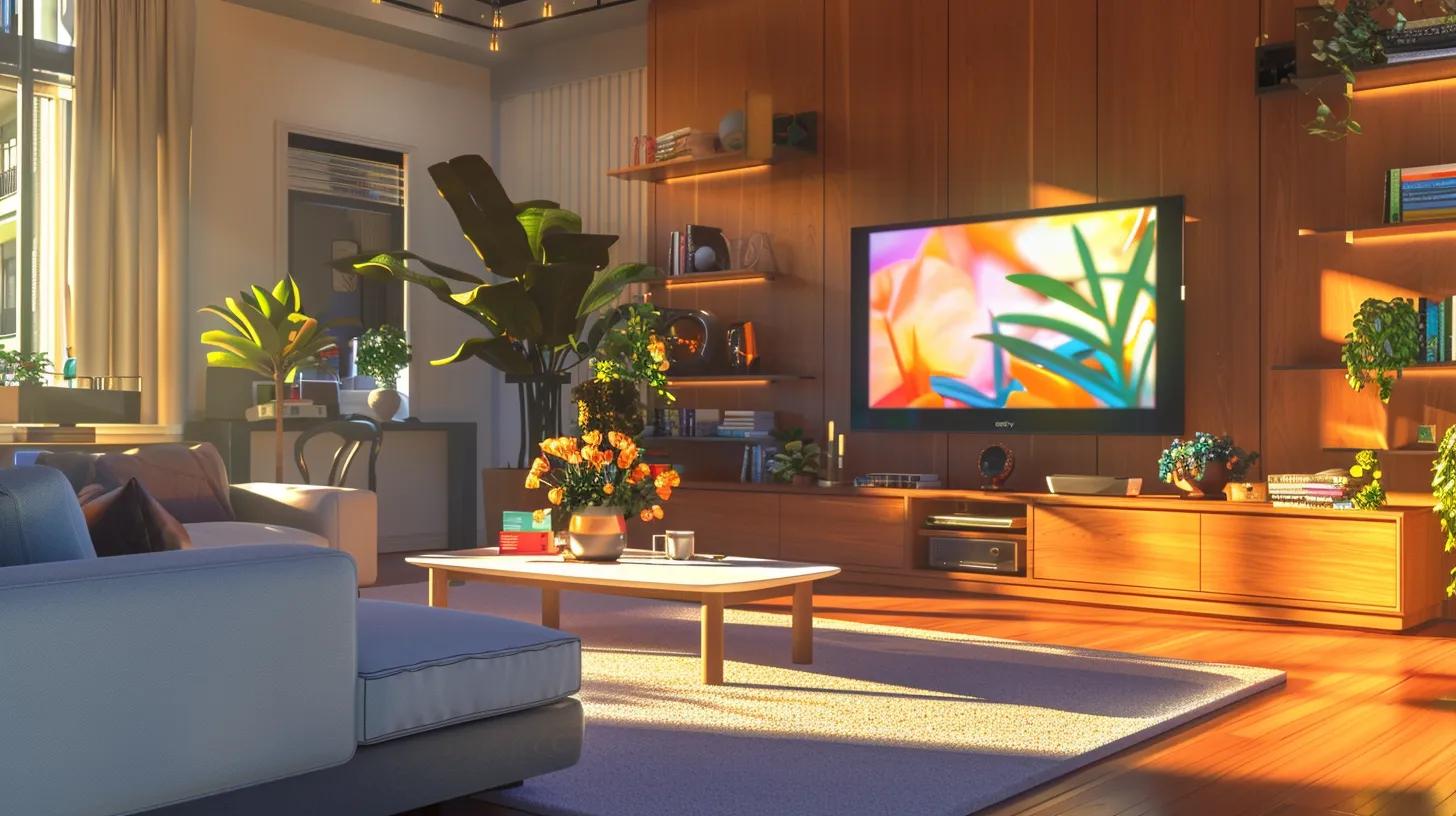 a modern, immaculate living room with sleek furniture and organized decor, radiating a sense of tranquility and order that encourages healthy lifestyle habits.