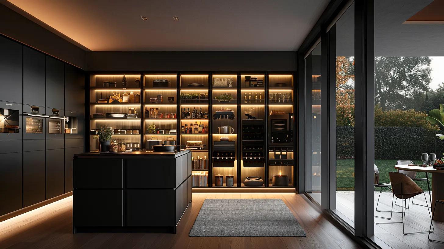 a modern kitchen undergoing a stylish remodel features dynamic cabinet layouts, including tall pantry units and sleek open shelving, illuminated by warm under-cabinet lighting, showcasing creativity and efficient space utilization in a chic, contemporary setting. a modern kitchen undergoing a stylish remodel features dynamic cabinet layouts, including tall pantry units and sleek open shelving, illuminated by warm under-cabinet lighting, showcasing creativity and efficient space utilization in a chic, contemporary setting.