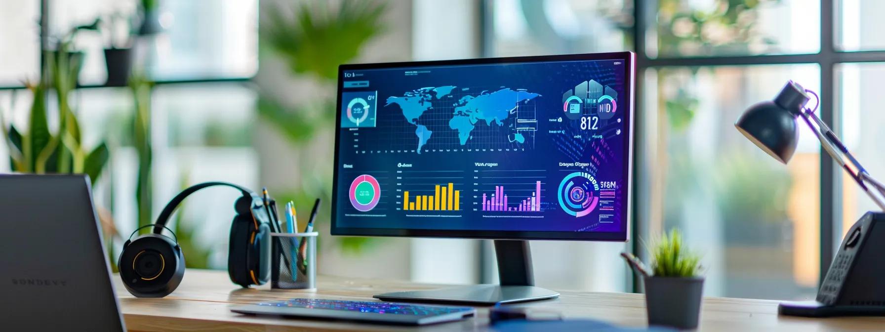a modern, minimalist office space featuring a sleek desk with a digital marketing dashboard displayed on a laptop, accented by subtle icons representing automation and growth, all set against a backdrop of bold colors to evoke a sense of motivation and ambition in the realm of mlm goals. a modern, minimalist office space featuring a sleek desk with a digital marketing dashboard displayed on a laptop, accented by subtle icons representing automation and growth, all set against a backdrop of bold colors to evoke a sense of motivation and ambition in the realm of mlm goals.