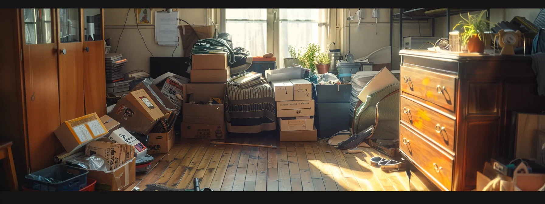 a neatly organized room with piles of items labeled for keeping, donating, or discarding, ready for a fresh start before a big move. a neatly organized room with piles of items labeled for keeping, donating, or discarding, ready for a fresh start before a big move.