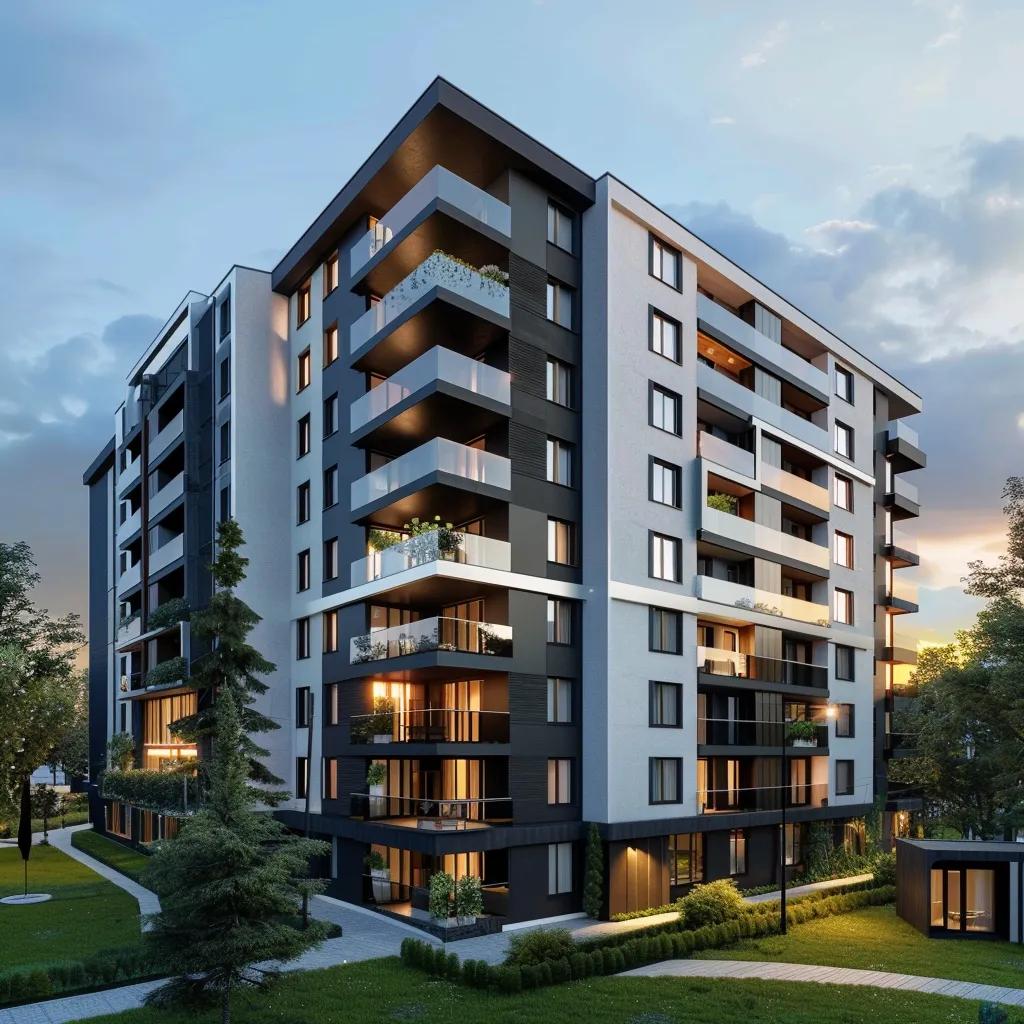 Newly constructed modern apartment building in Botoșani with energy-efficient design