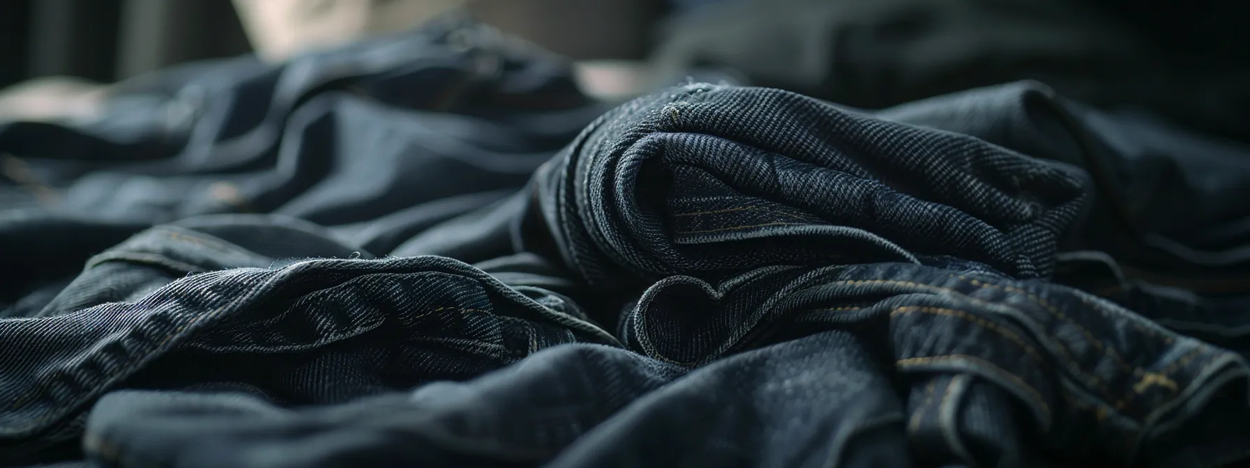 a pair of stylish stacked black jeans with excess fabric gathered at the ankles and a unique silhouette. a pair of stylish stacked black jeans with excess fabric gathered at the ankles and a unique silhouette.