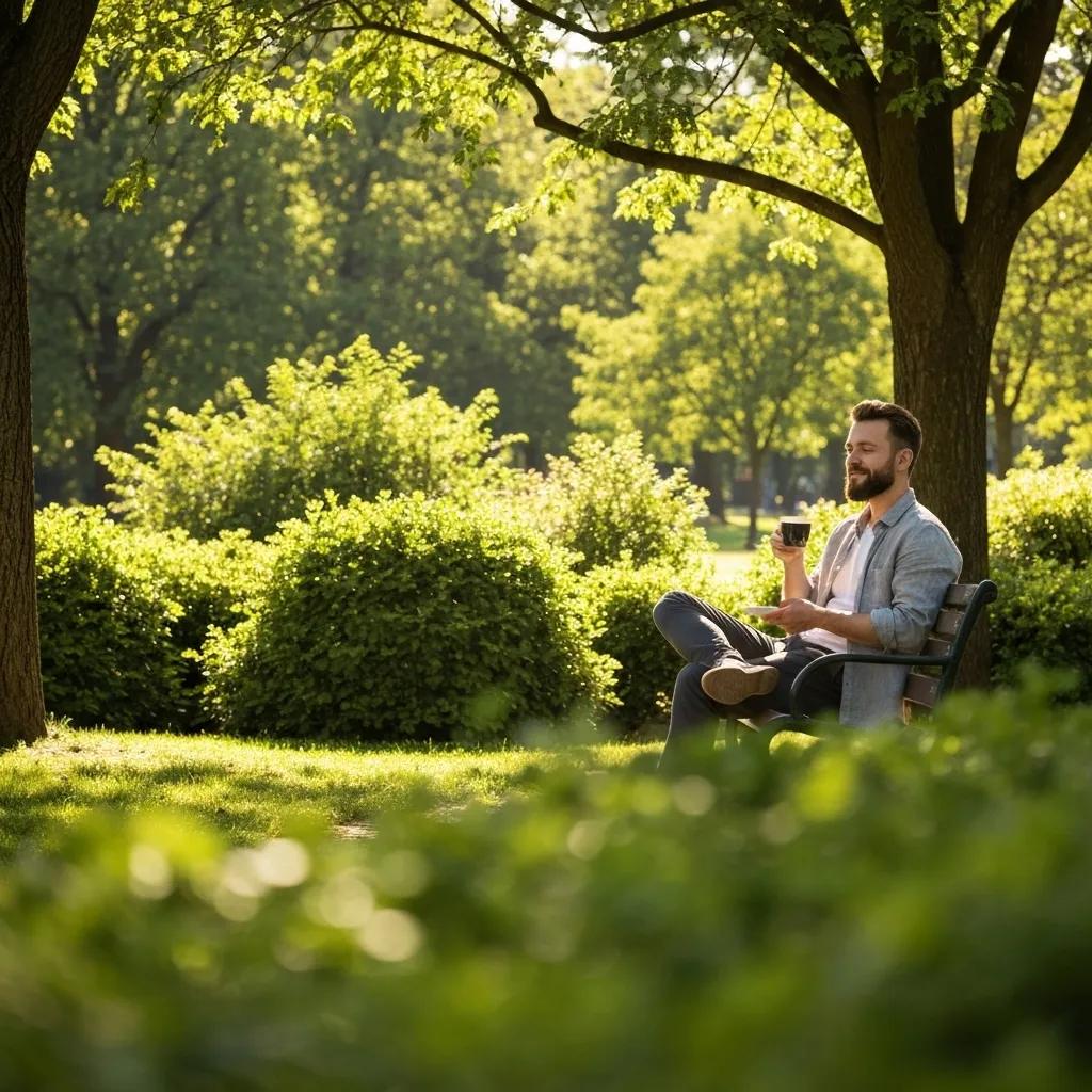 A person enjoying coffee outdoors, representing the connection between coffee consumption and longevity