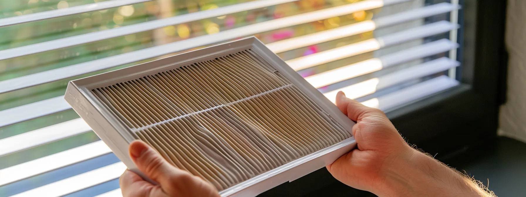 a person holding a clean, new furnace air filter, ready to replace the old one for optimal heating performance. a person holding a clean, new furnace air filter, ready to replace the old one for optimal heating performance.