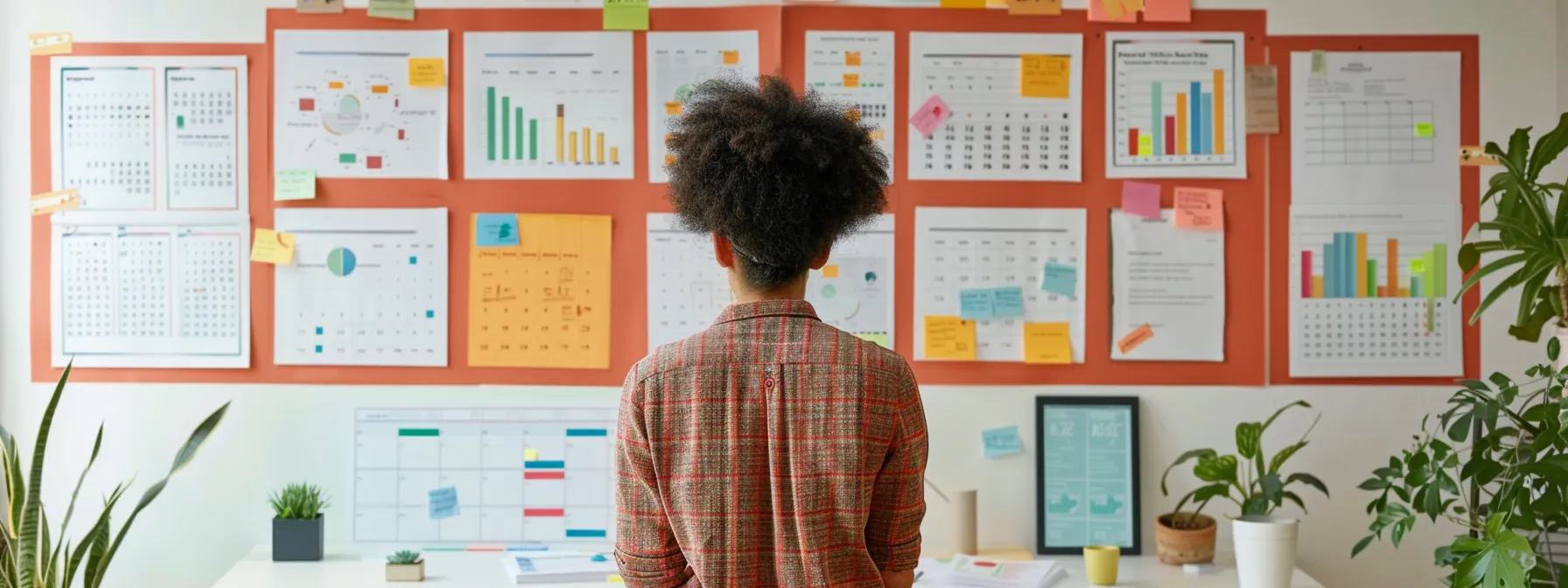 a person meticulously reviewing a colorful array of content calendars and analytics reports, surrounded by sticky notes with update priorities and a calendar marked with strategic refresh dates for 2024. a person meticulously reviewing a colorful array of content calendars and analytics reports, surrounded by sticky notes with update priorities and a calendar marked with strategic refresh dates for 2024.