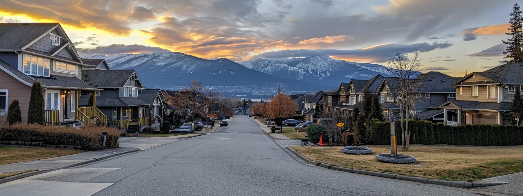 a picture of a quaint, family-friendly neighborhood in lake country bc with well-kept homes, green spaces, and friendly neighbors, showcasing the affordability and charm of the community. a picture of a quaint, family-friendly neighborhood in lake country bc with well-kept homes, green spaces, and friendly neighbors, showcasing the affordability and charm of the community.