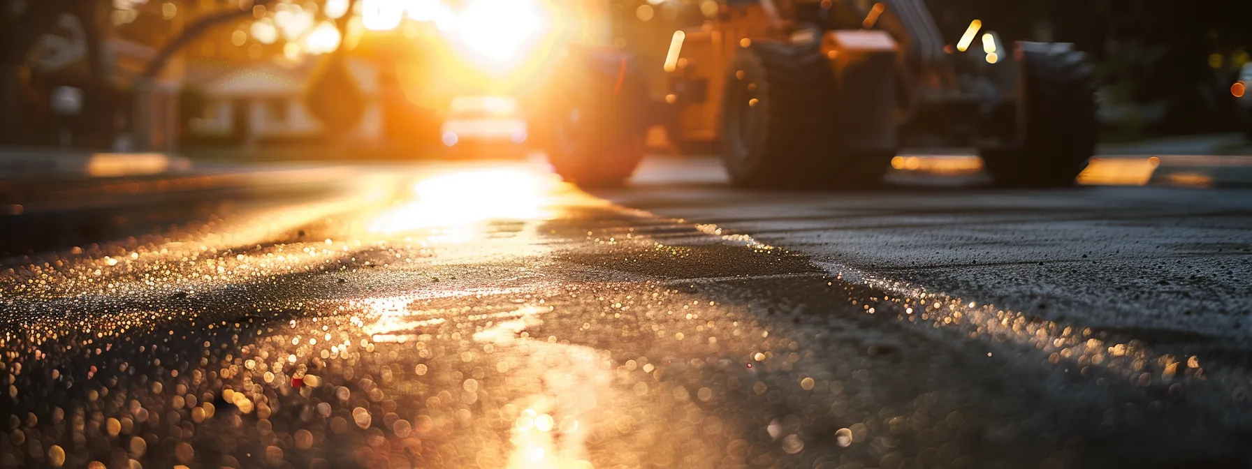 a professional contractor carefully applies a thick, glossy sealcoat to a freshly paved asphalt driveway under the bright sun. a professional contractor carefully applies a thick, glossy sealcoat to a freshly paved asphalt driveway under the bright sun.